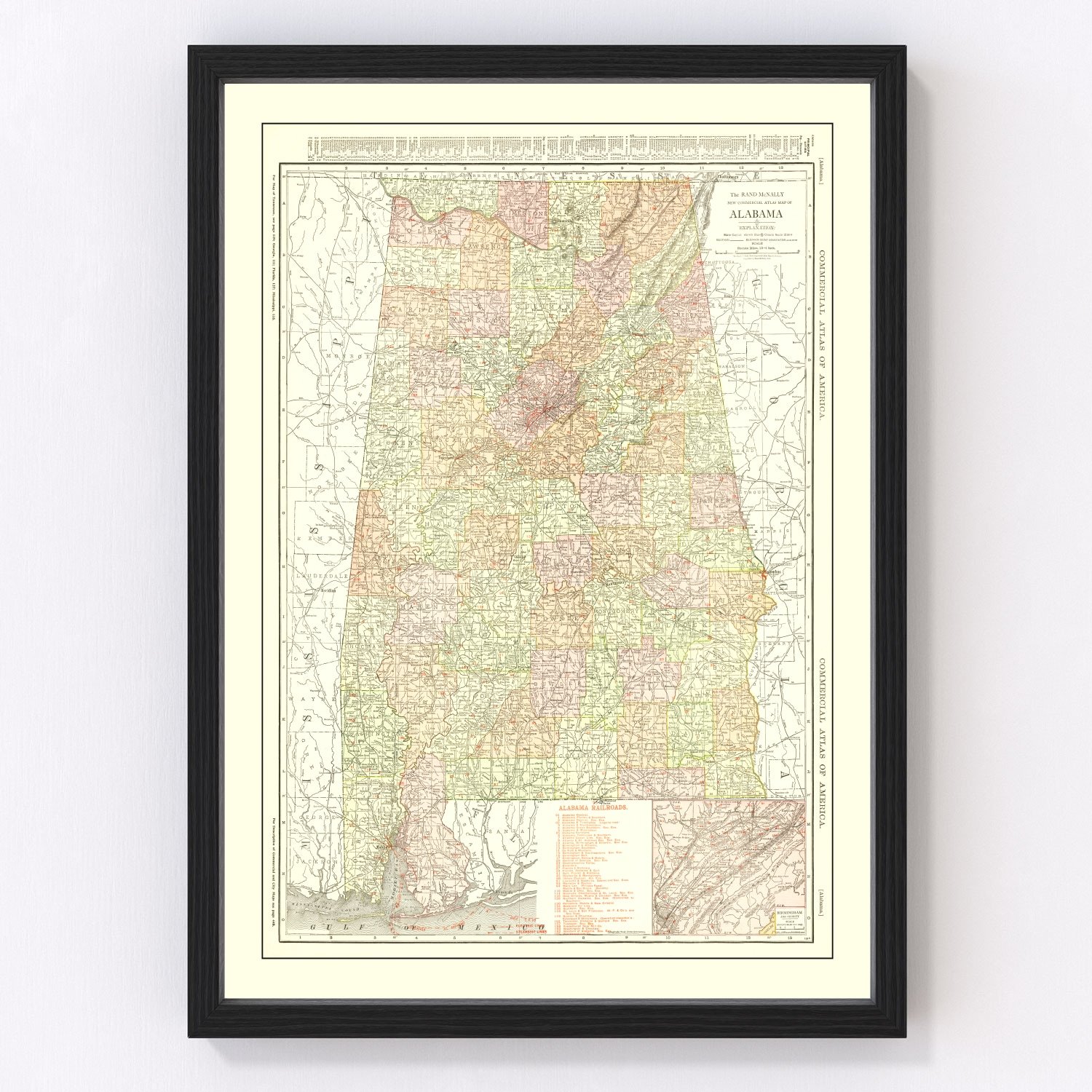 Vintage Map Of Alabama By Ted S Vintage Art