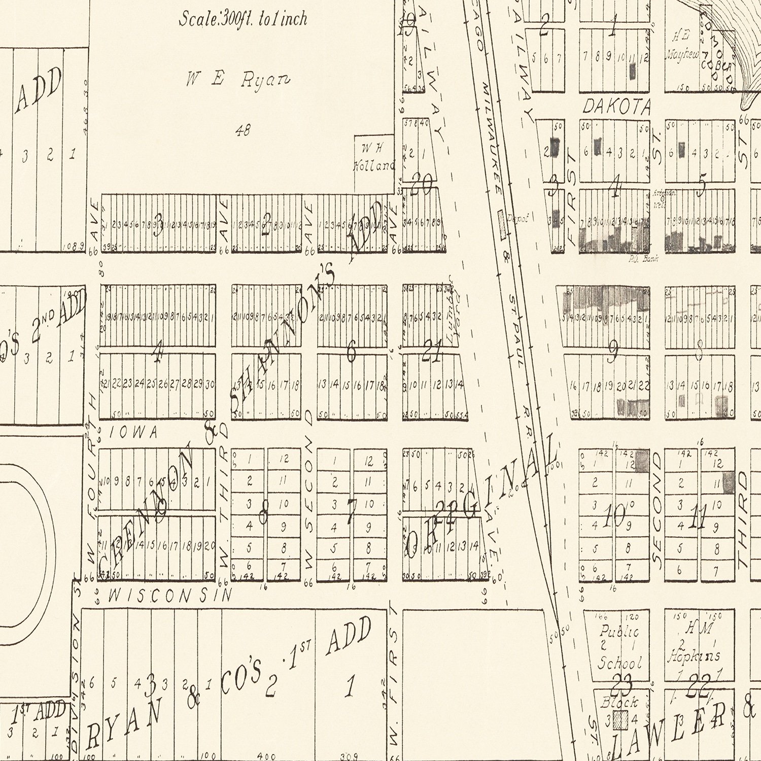 Vintage Map of Letcher, South Dakota 1884 by Ted's Vintage Art