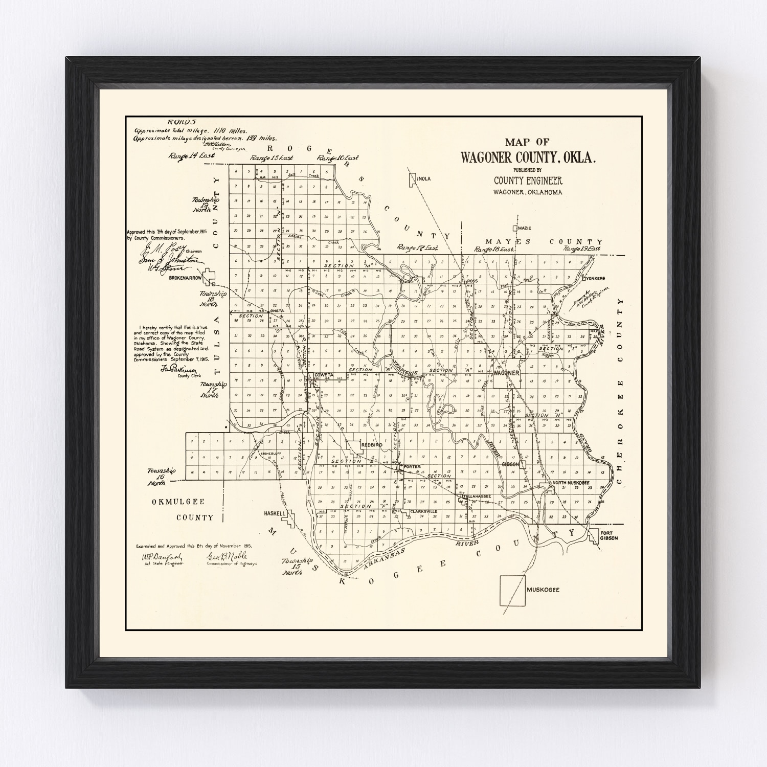 Vintage Map of Wagoner County, Oklahoma 1915 by Ted's Vintage Art