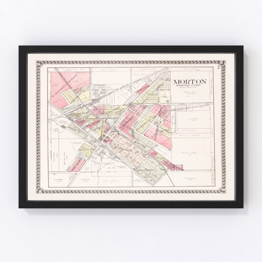 Vintage Map of Morton, Illinois 1929 by Ted's Vintage Art