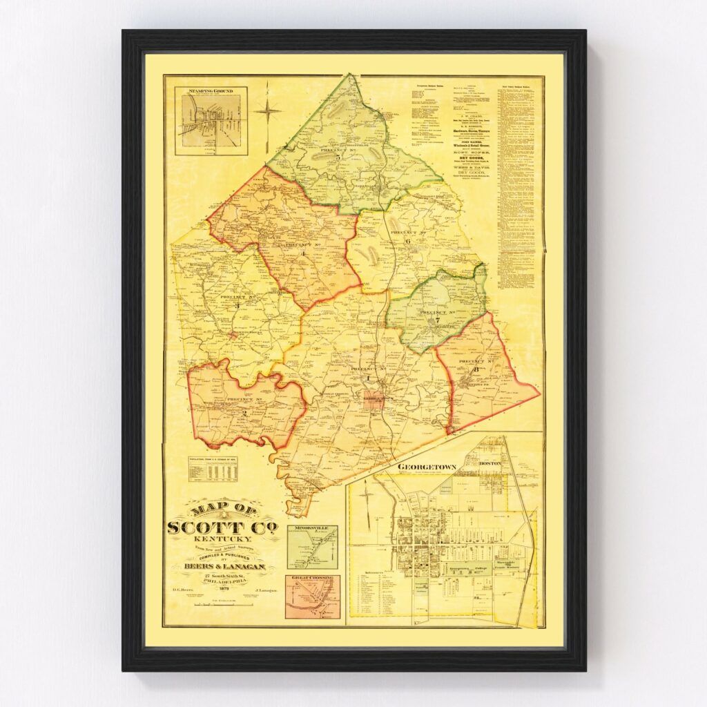 Vintage Map of Scott County, Kentucky 1879 by Ted's Vintage Art