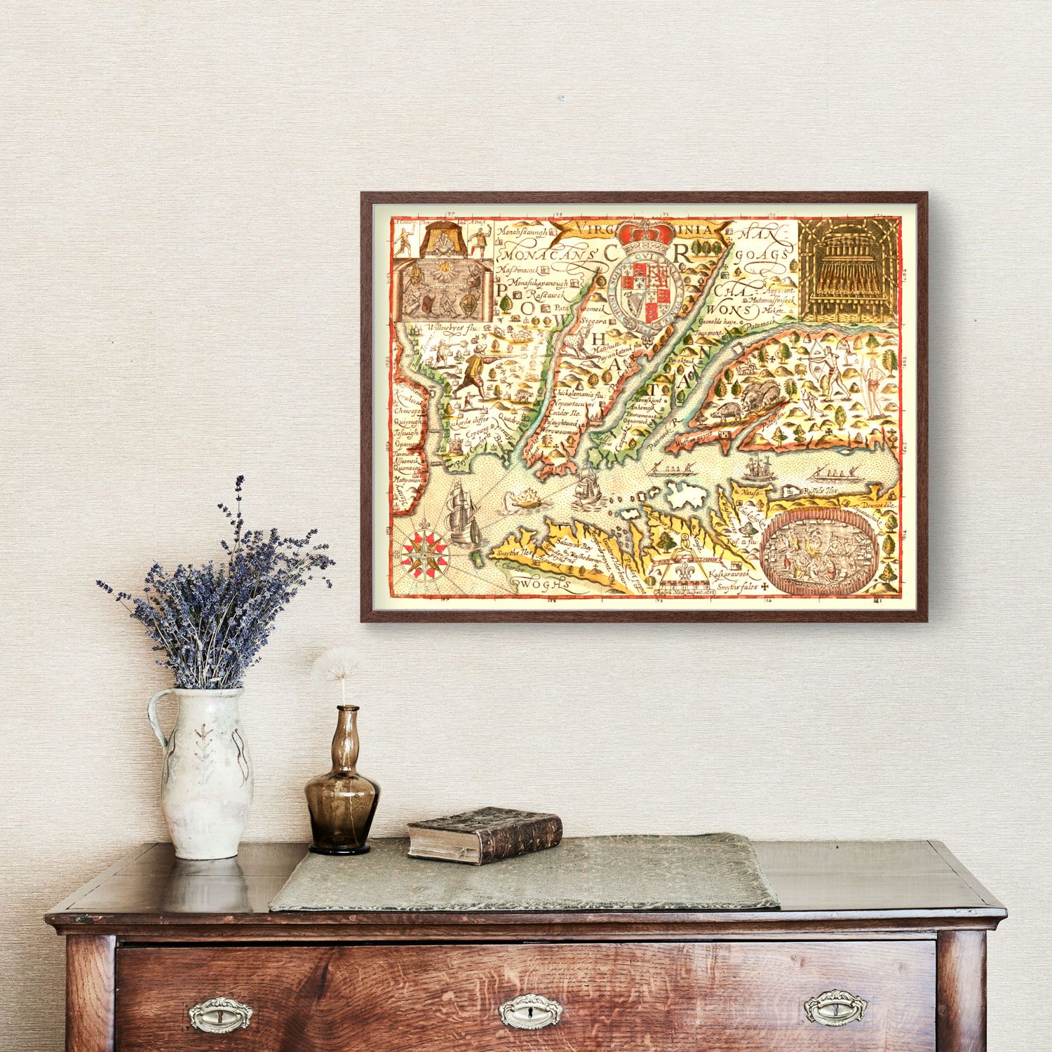 Vintage Map of Virginia 1637 by Ted's Vintage Art