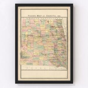South Dakota North Dakota Map 1885