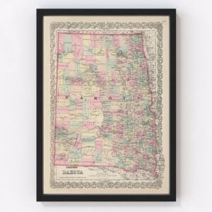 South Dakota North Dakota Map 1886