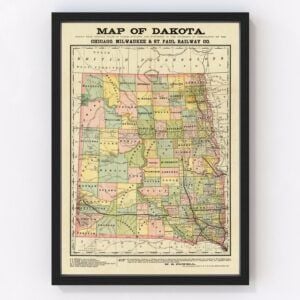 South Dakota North Dakota Map 1882