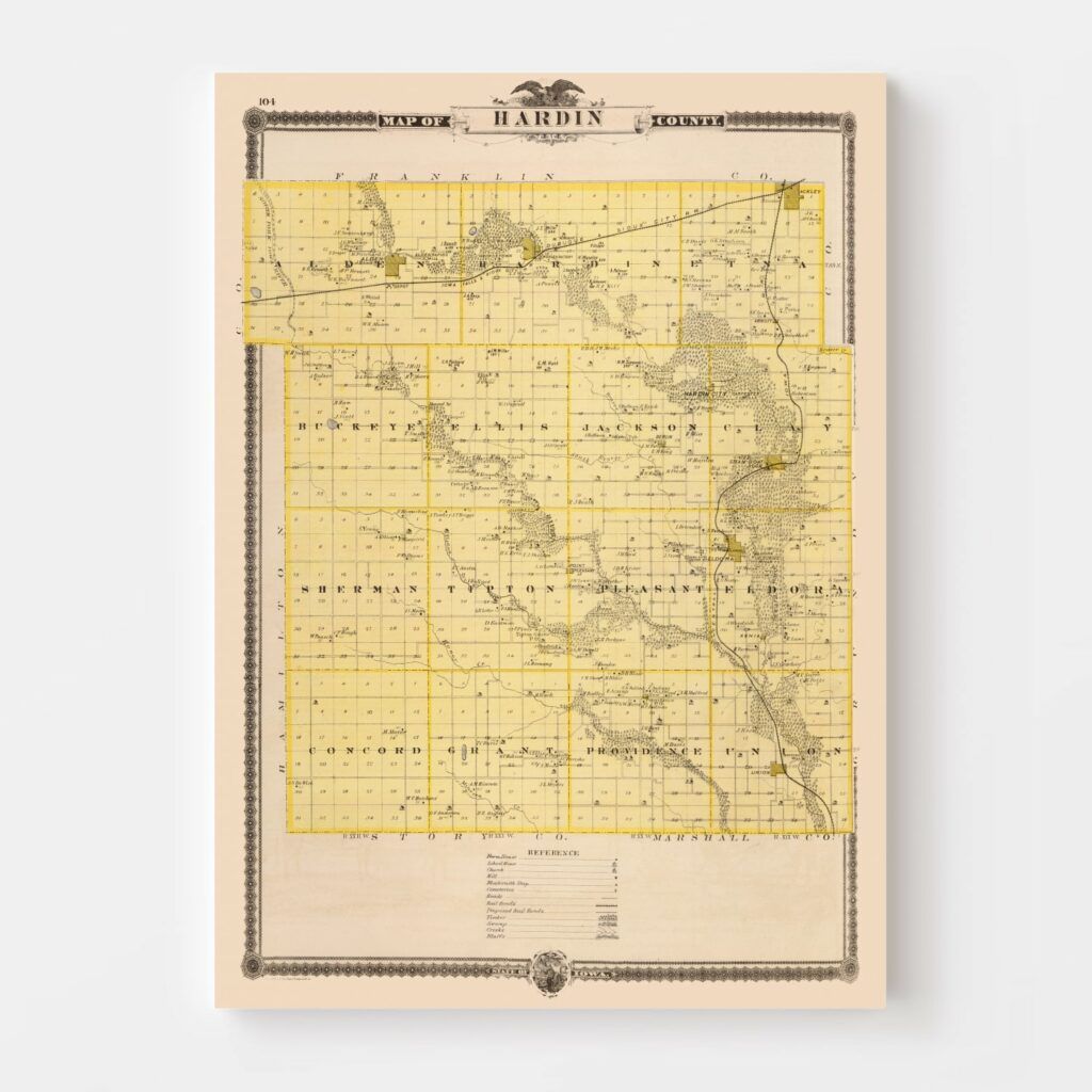 Vintage Map of Hardin County, Iowa 1875 by Ted's Vintage Art