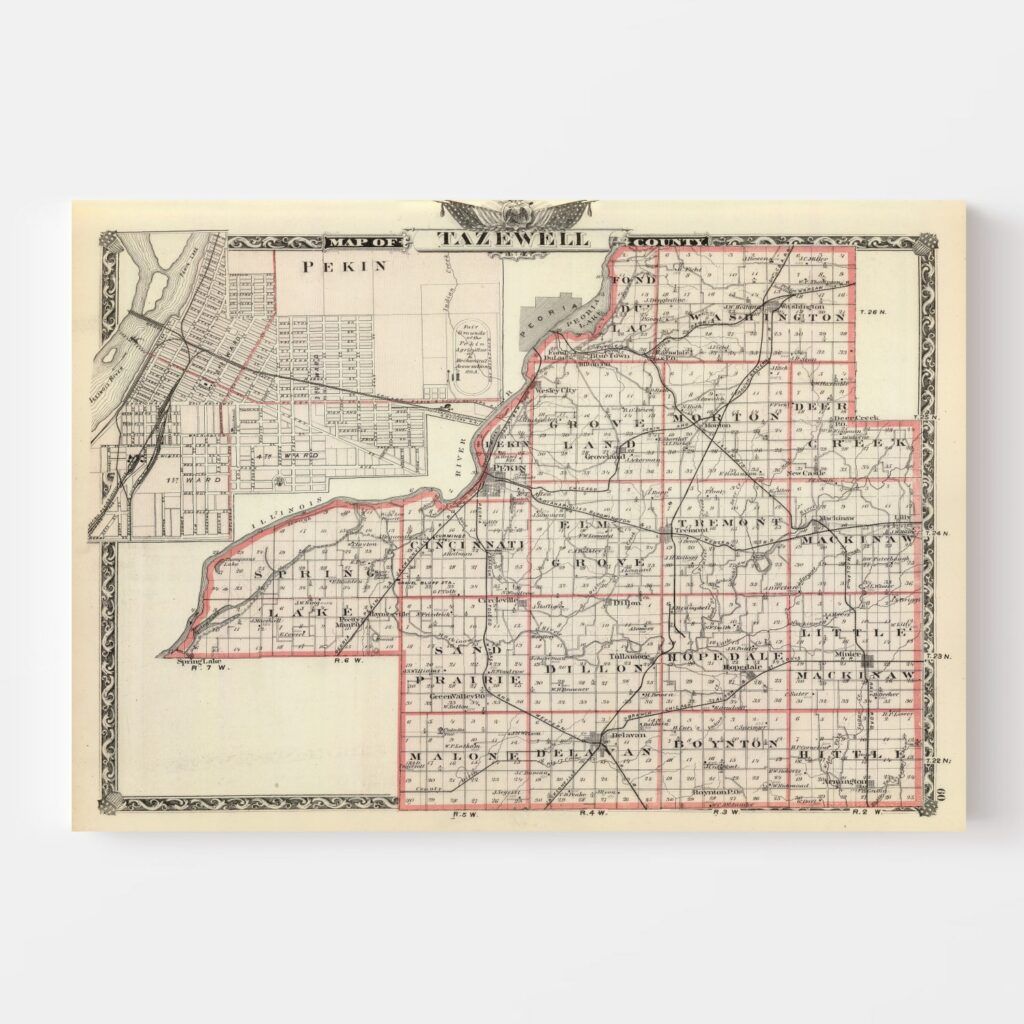 Vintage Map Of Tazewell County Illinois 1876 By Teds Vintage Art 5816