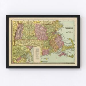 Massachusetts Rhode Island Map 1909