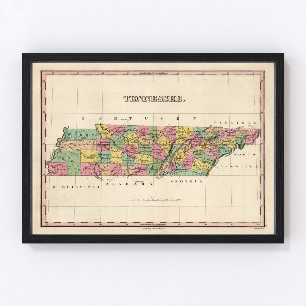 Vintage Map of Tennessee 1824 by Ted's Vintage Art