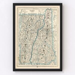 New Hampshire Vermont Map 1893
