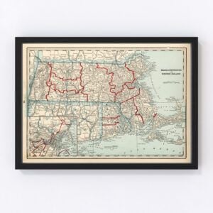 Massachusetts Rhode Island Map 1893