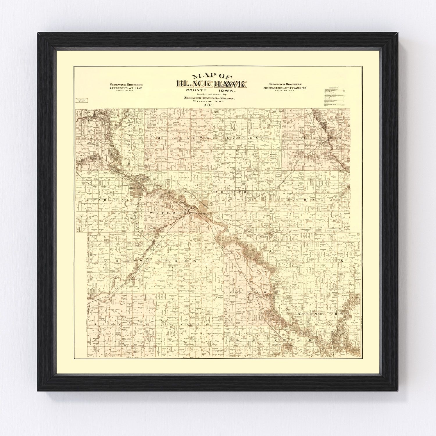 Vintage Map of Black Hawk County, Iowa 1887 by Ted's Vintage Art