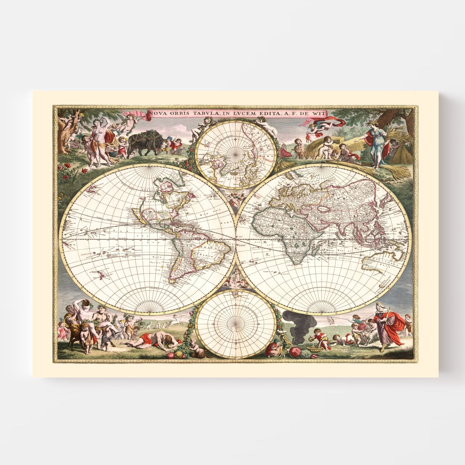 Vintage World Map 1682 by Ted's Vintage Art