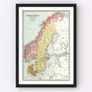Sweden Norway Denmark Map 1871