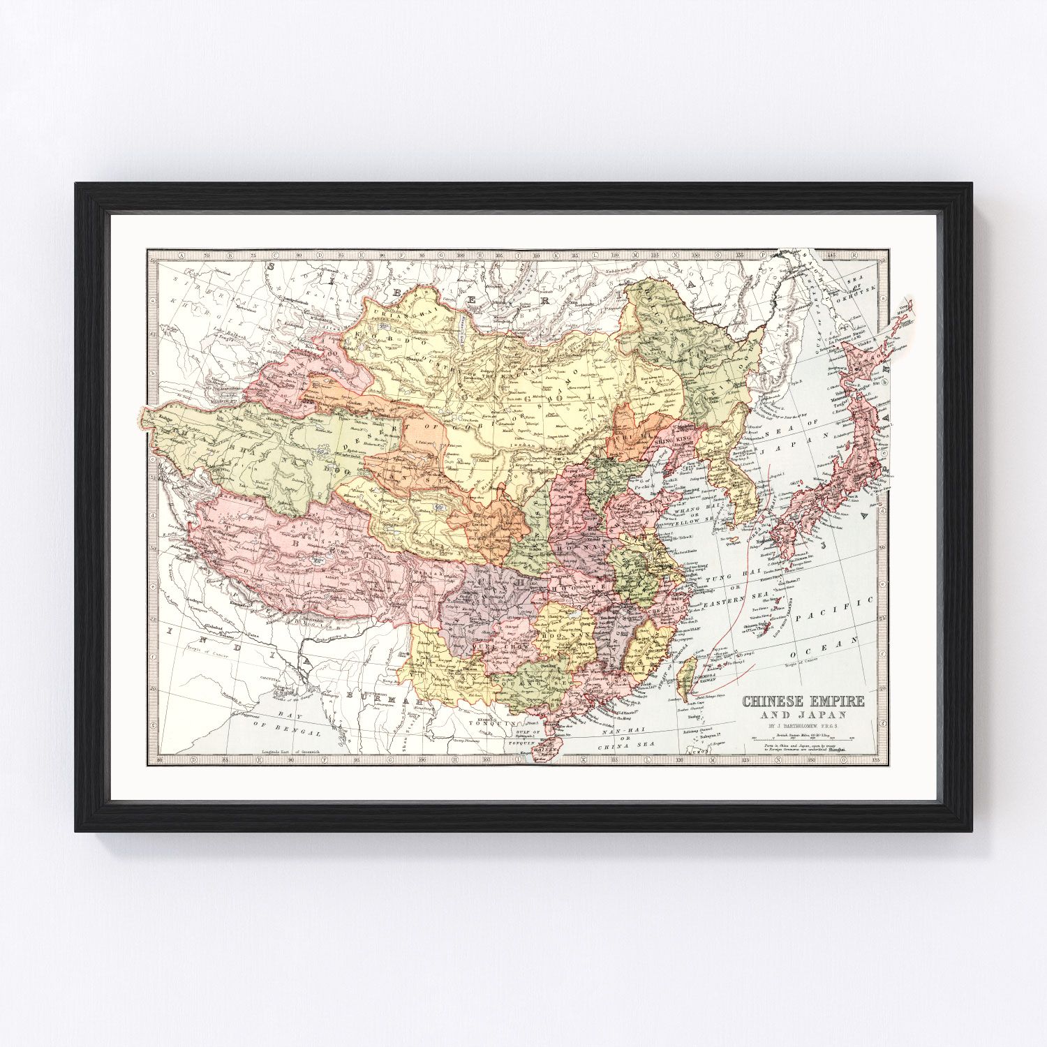 Vintage Map of China & Japan 1871 by Ted's Vintage Art