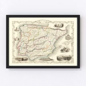 Portugal Spain Map 1851