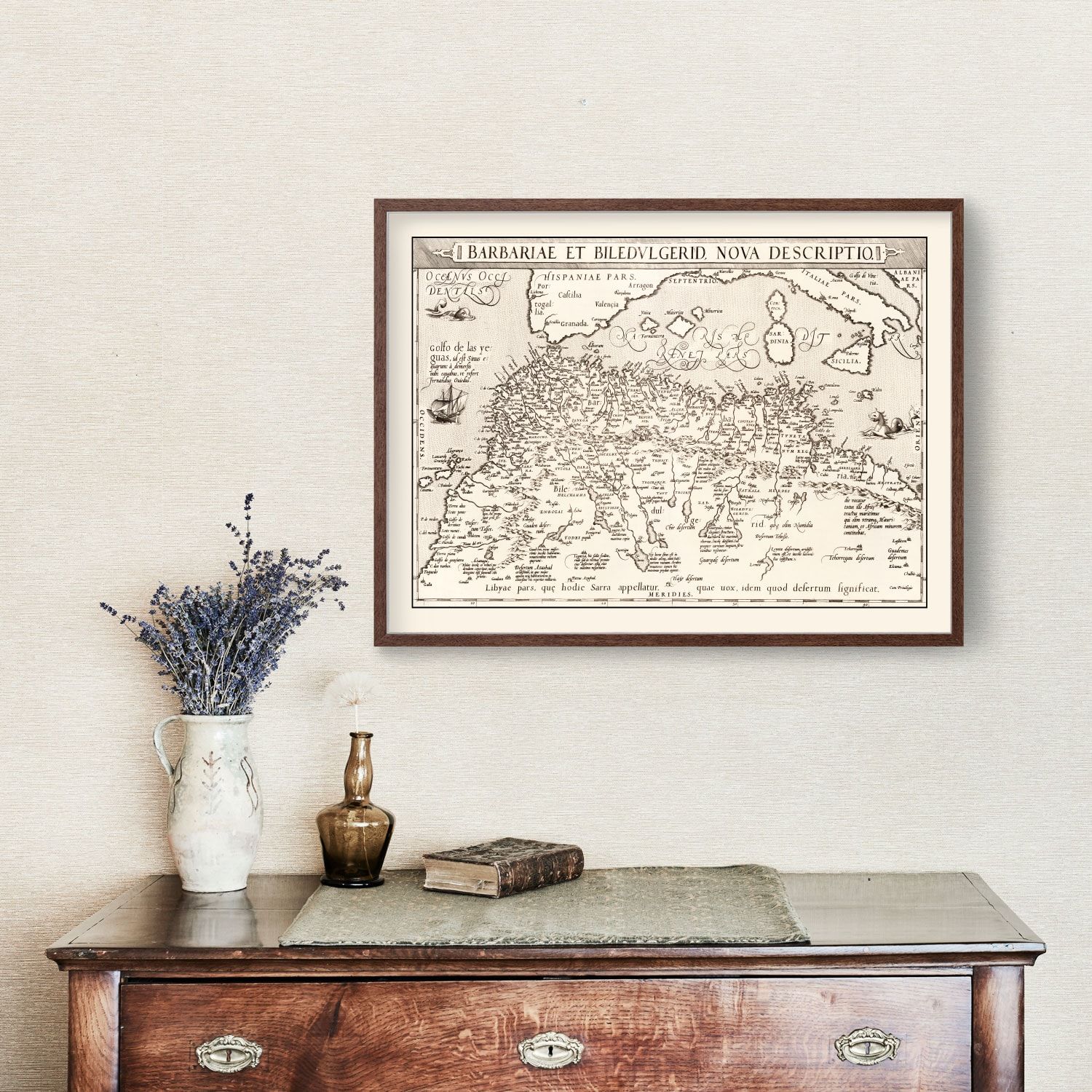 Vintage Map of North Africa & the Mediterranean Sea, 1570 by Ted's ...