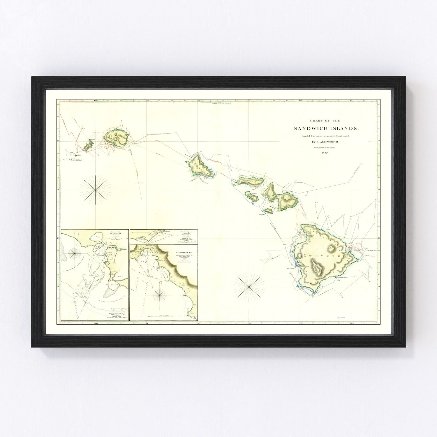 Vintage Map of Hawaii 1832 by Ted's Vintage Art