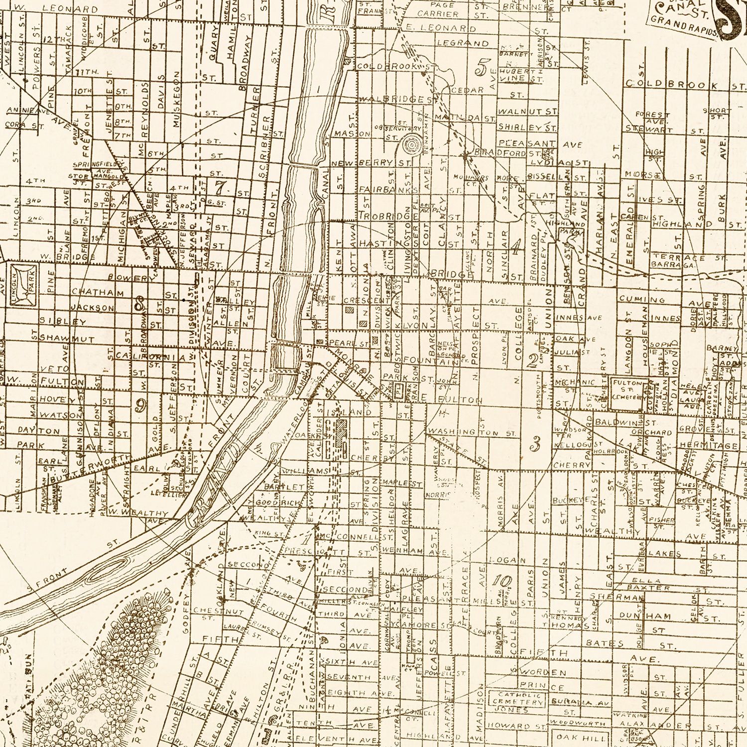 Vintage Map of Grand Rapids, Michigan 1893 by Ted's Vintage Art